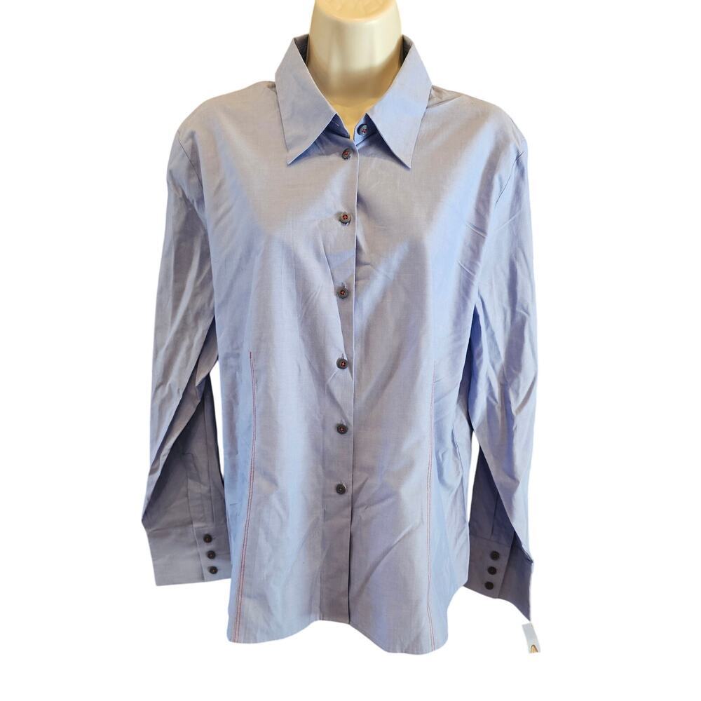 NWT talbots sz 16 chambray blue long sleeve Career business casual button up NEW